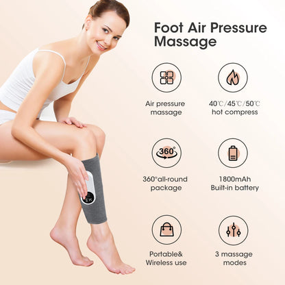 Heating Leg Massage 3 Modes Vibration Leg Air Compression Massager Wireless Electric Air Compress Foot Air Pressure Massage