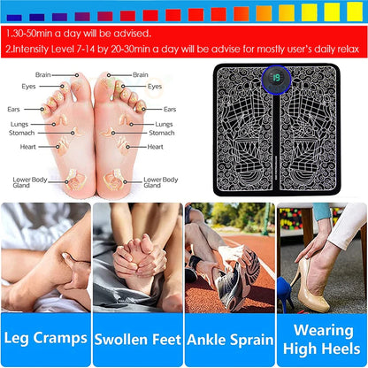 EMS Foot Acupoint Massage Pad Current Reflection Foot Massage Muscle Stimulation Improves Blood Circulation Relieve Pain Tool